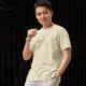 Beige T-Shirt, Daily Casual Mens T-Shirt