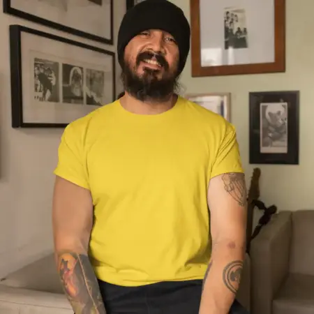 Yellow T-Shirt, Daily Casual Mens T-Shirt