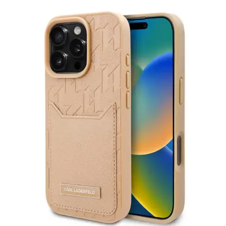 Apple iPhone 16 Pro Max Karl Lagerfeld Light Brown iPhone Case with Card Holder QNGL-MT33697 Qatar
