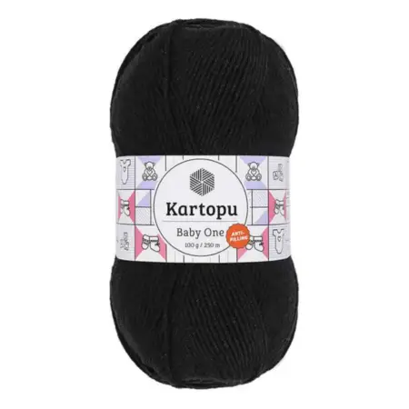 Kartopu Baby One Black Color Hand Knitting Yarn 100gr Hobby Craft Thread K0940