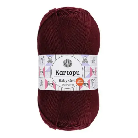 Kartopu Baby One Burgundy Color Hand Knitting Yarn 100gr Hobby Craft Thread K0110