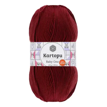 Kartopu Baby One Burgundy Color Hand Knitting Yarn 100gr Hobby Craft Thread K1105