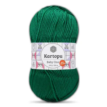 Kartopu Baby One K0414 Green Color Hand Knitting Yarn 100gr Hobby Craft Thread