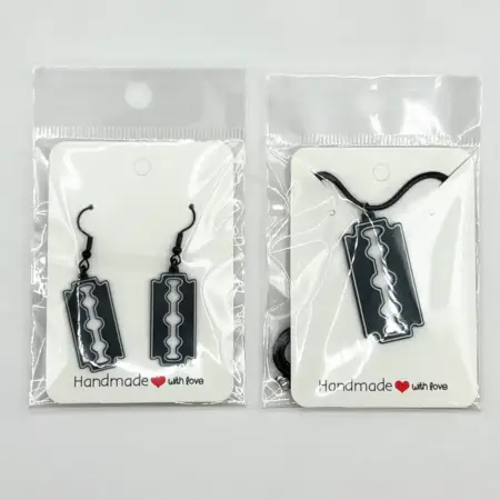 Blade Earrings and Necklace, Black Blade Earrings and Necklace