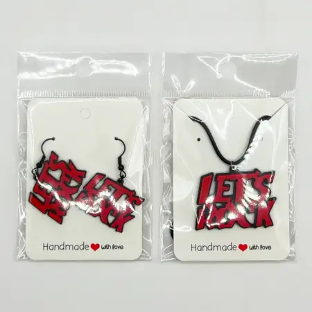 Let's Rock Earrings and Necklace, Rock n Roll Earrings and Necklace