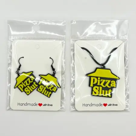 Pizza Slut Earrings and Necklace, Pizza House Earrings and Necklace