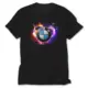 BMW Heart Colorful Black T-Shirt