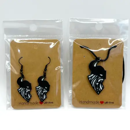 Viking Head Earrings and Necklace, Celtic Earrings and Necklace