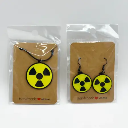 Radiation Symbol Earrings and Necklace, Radioactive Sign Earrings and Necklace