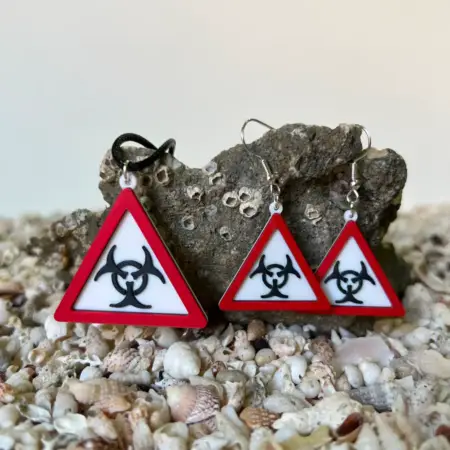 Biohazard Necklace and Earrings, Biohazard Sign Earrings and Necklace
