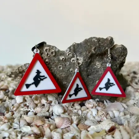 Witch Necklace and Earrings, Beware of Witch Earrings and Necklace